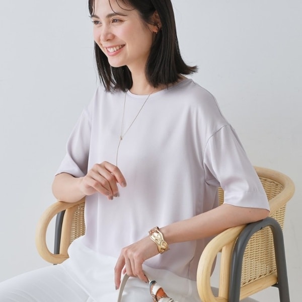 インディヴィ（INDIVI）/【洗える】裾シアー半袖トップス_2