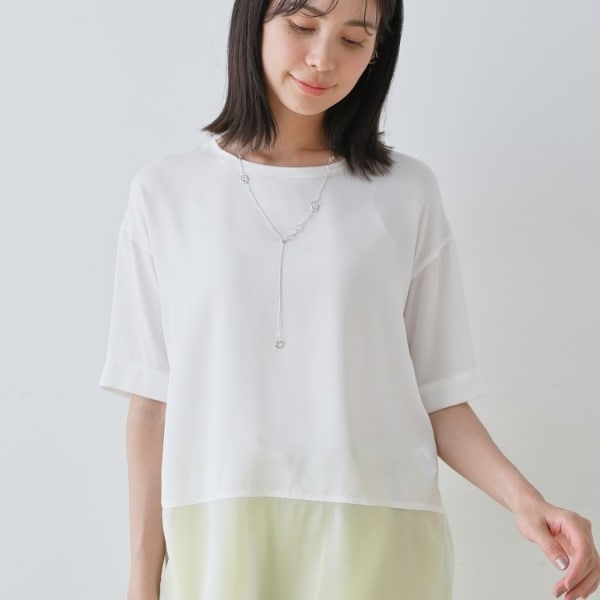 インディヴィ（INDIVI）/【洗える】裾シアー半袖トップス_5