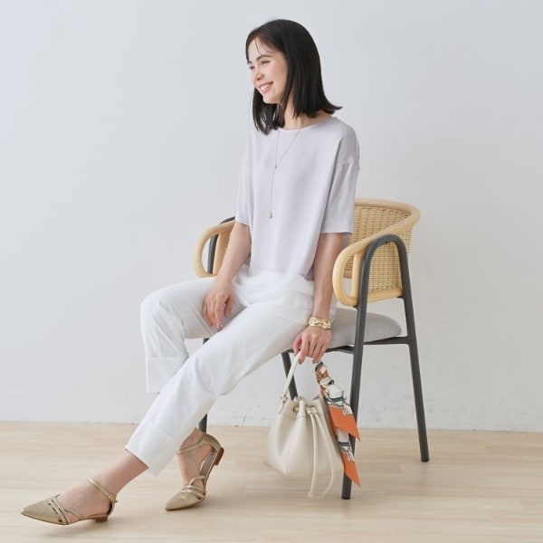 インディヴィ（INDIVI）/【洗える】裾シアー半袖トップス_10