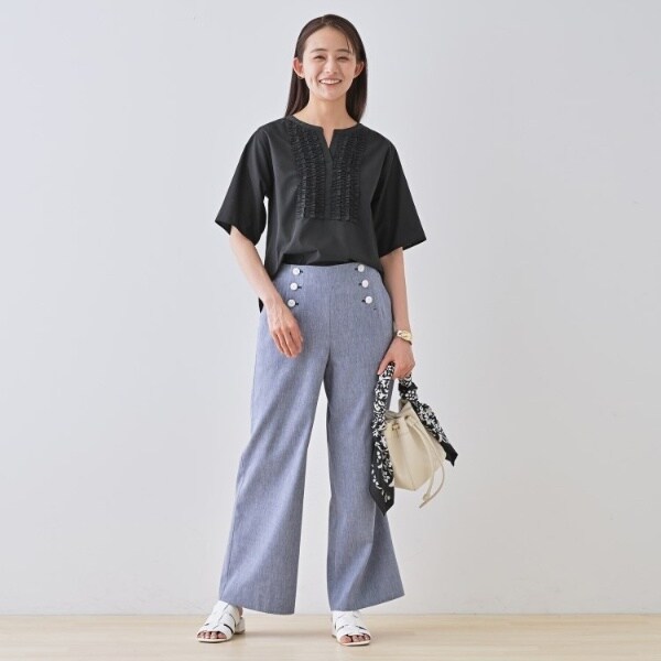美品 『INDIVI』 インディヴィ (38) レイヤード風ブラウス 肩タック 