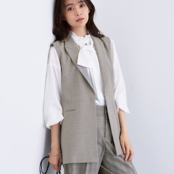 インディヴィ（INDIVI）/【セットアップ可能】凹凸ストレッチ素材テーラードカラージレジャケット