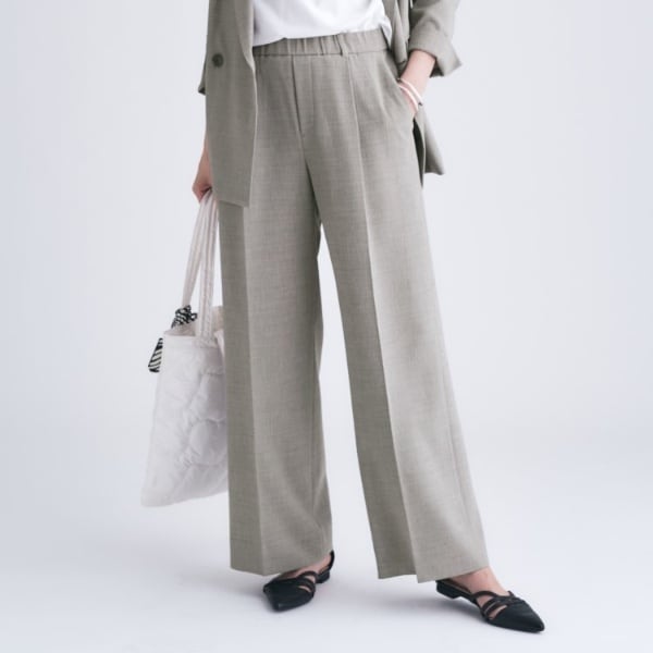 インディヴィ（INDIVI）/【洗える／セットアップ可能】凹凸ストレッチ素材ストレートパンツ