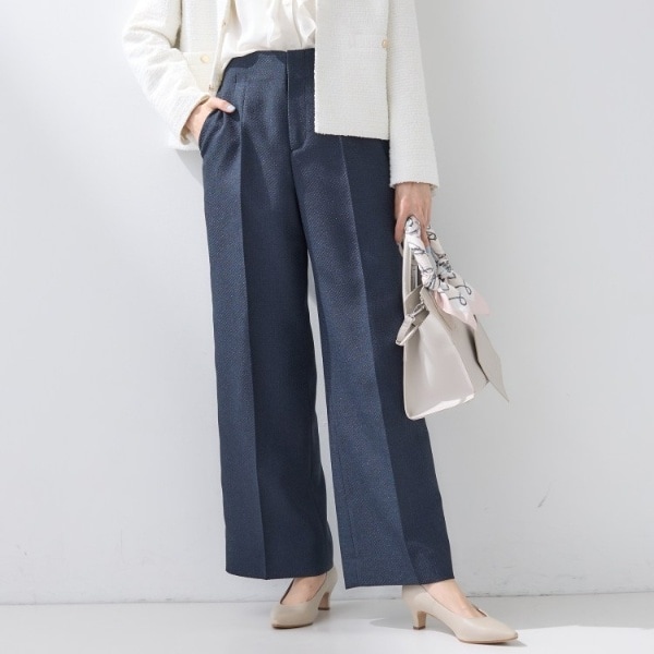 インディヴィ（INDIVI）/【褒められパンツウール調素材】ラメ混ワイドパンツ