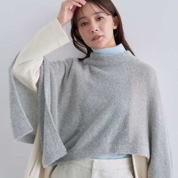 インディヴィ（INDIVI）/【エアリー素材】ブークレケープポンチョ