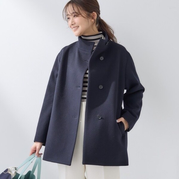 インディヴィ（INDIVI）/【日本製／ミドル丈】スタンドカラーミドルコート