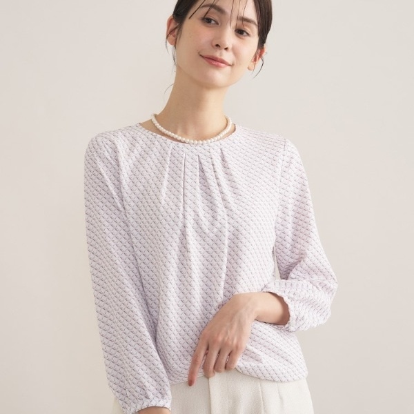 インディヴィ（INDIVI）/【セレモニー／洗える／透けにくい】ダイヤ柄プリントブラウス