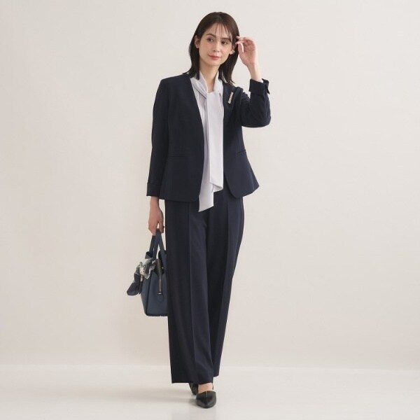 インディヴィ（INDIVI）/【通勤スーツ／洗える】ストレッチカラーレスジャケット_9