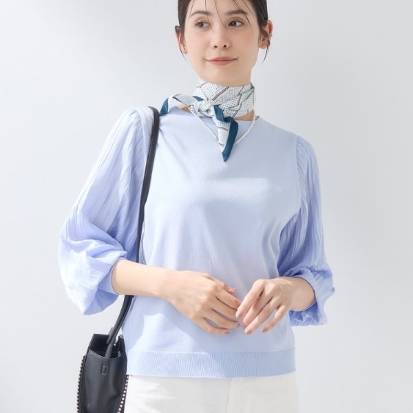 インディヴィ（INDIVI）/【洗える／華やか】袖プリーツニット