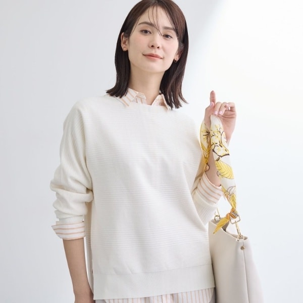 インディヴィ（INDIVI）/【洗える／キレイ色】体型カバー無縫製ニット_1