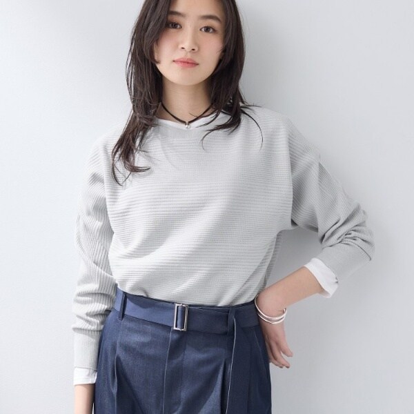 インディヴィ（INDIVI）/【洗える／キレイ色】体型カバー無縫製ニット_10