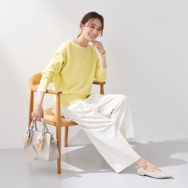 インディヴィ（INDIVI）/【洗える／キレイ色】体型カバー無縫製ニット_15