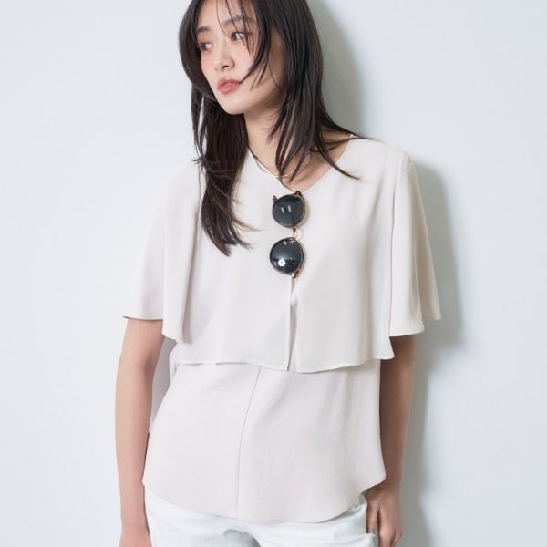 インディヴィ（INDIVI）/【着る日傘】シフォンドッキングブラウス