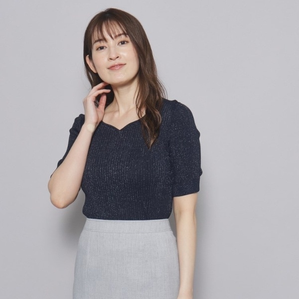 クード シャンス（COUP DE CHANCE）/【洗える／日本製／ハートネック】着まわし◎シンプルながらも着映える一枚、5分袖ラメ入りニット…の通販は 14,300円