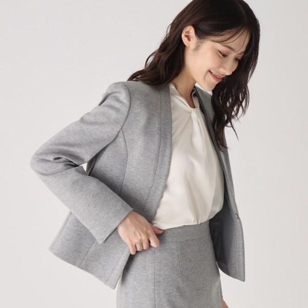 クード シャンス（COUP DE CHANCE）/【日本製／伸縮性／着心地◎／通勤／セットアップ可】拘りの女性らしいシルエット！ノーカラージャ…の通販は 12,848円