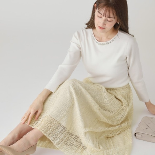 クード シャンス（COUP DE CHANCE）/【洗える】キレイメにもカジュアルにも◎レース素材プリーツスカートの通販は 14,630円