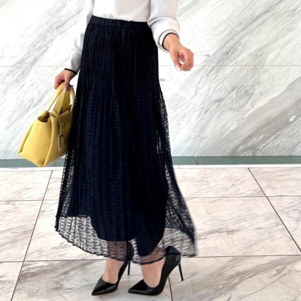 クード シャンス（COUP DE CHANCE）/【洗える】レース素材プリーツスカート