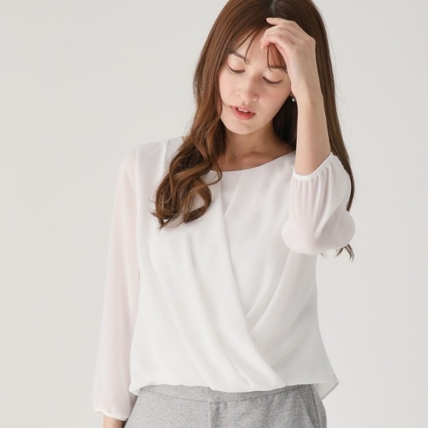 クード シャンス（COUP DE CHANCE）/【洗える／日本製／通勤】カシュクール風ブラウス