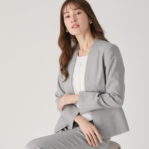 クード シャンス（COUP DE CHANCE）/【洗える／日本製／スーツ可】ノーカラージャケット