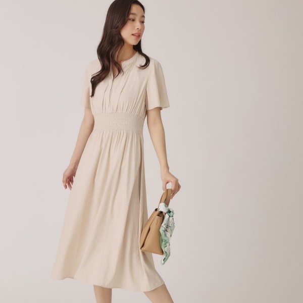 クード シャンス（COUP DE CHANCE）/【洗える／裏なし】ゴムシャーリングデザインのワンピース