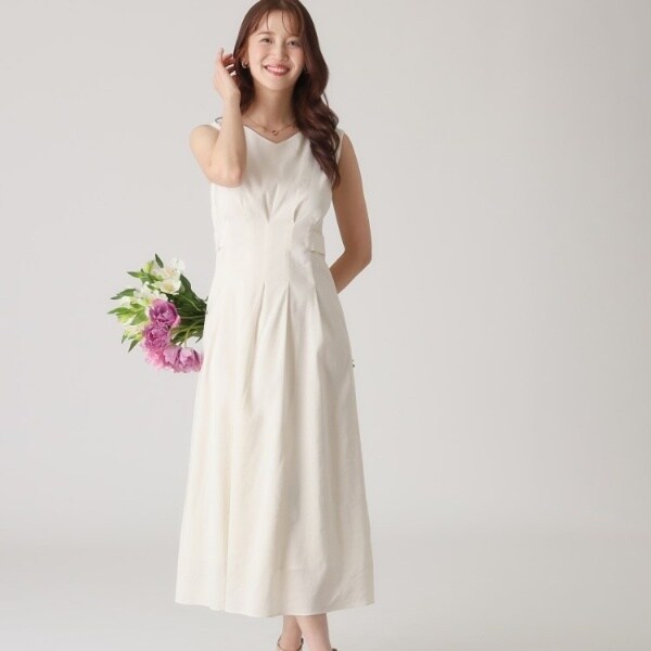クード シャンス（COUP DE CHANCE）/【洗える／日本製／麻混素材】フィットアンドフレアワンピース