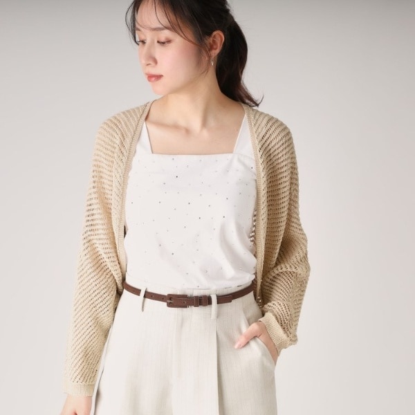 クード シャンス（COUP DE CHANCE）/【洗える／日本製】和紙混ショート丈ニットボレロ