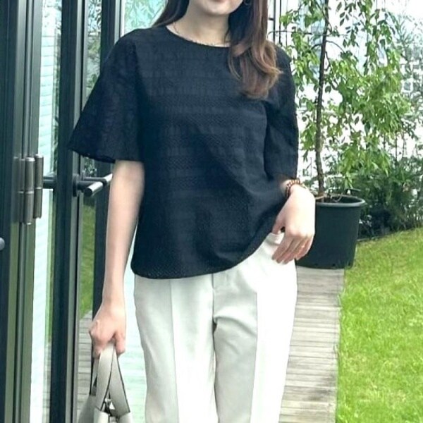 クード シャンス（COUP DE CHANCE）/【手洗い可／日本製】ジオメボーダーレースカットソー