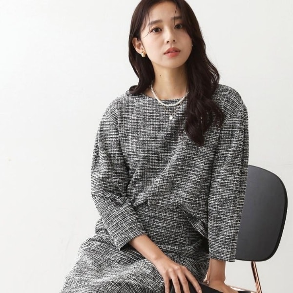 クード シャンス（COUP DE CHANCE）/【手洗い可／日本製／ジャージ素材／セットアップ可】ラメ意匠素材トップス