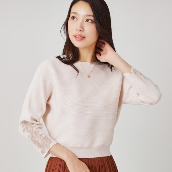 クード シャンス（COUP DE CHANCE）/【手洗い可】オーガンジー刺しゅうニットトップス