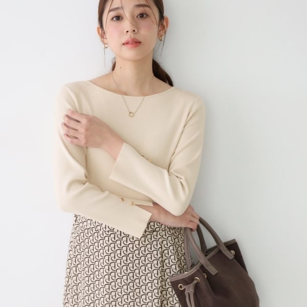 クード シャンス（COUP DE CHANCE）/【手洗い可一枚で決まる】ニット+柄スカートのワンピース