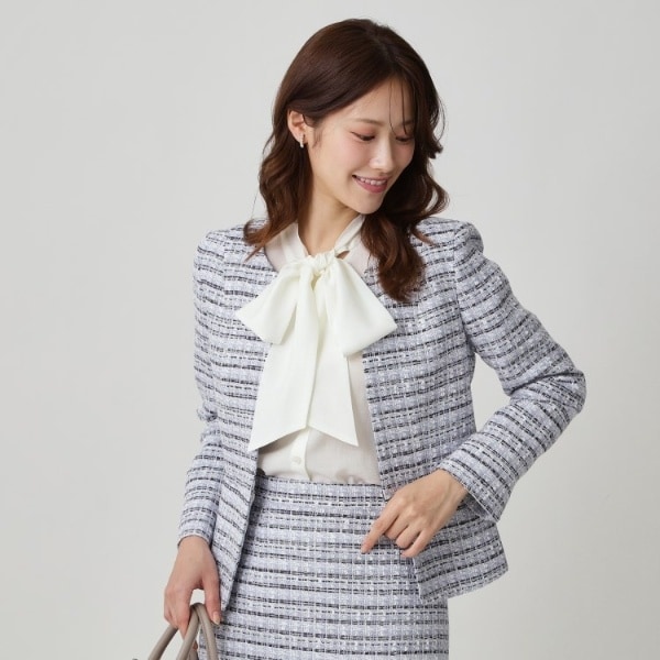 クード シャンス（COUP DE CHANCE）/【日本製／セットアップ可】ファンシーツィードのノーカラージャケット