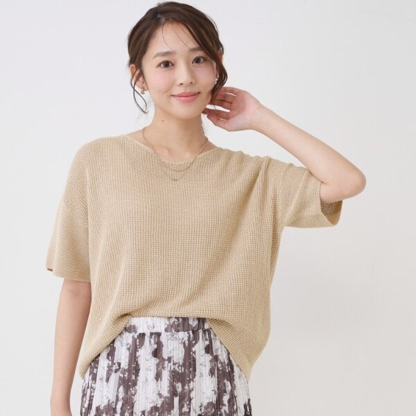 クード シャンス（COUP DE CHANCE）/【手洗い可日本製和紙混】Vネック半袖ニット_4