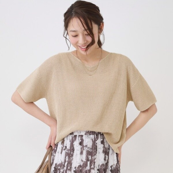 クード シャンス（COUP DE CHANCE）/【手洗い可日本製和紙混】Vネック半袖ニット_17