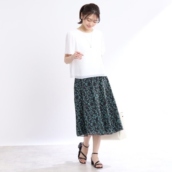 ◆ 新品 ◆ Reflect リーフプリントスカート セール】【着映えスカート/WEB限定カラーあり／洗える】リーフ