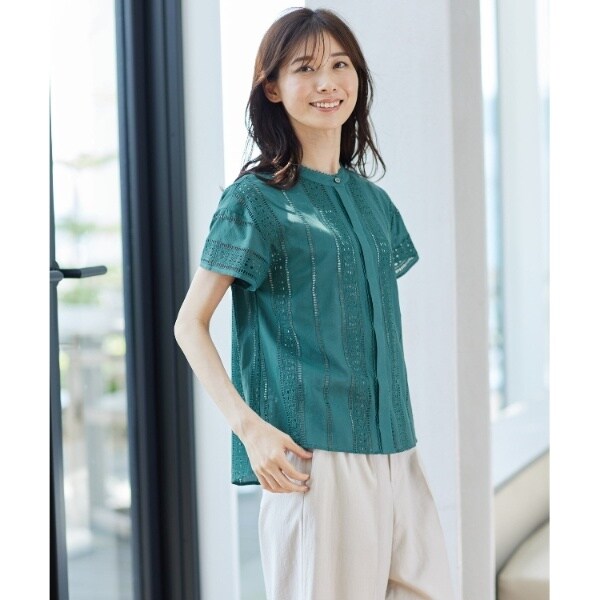 リフレクト（Reflect）/【SALE／手洗い可能】涼しげ刺繍レースブラウス 