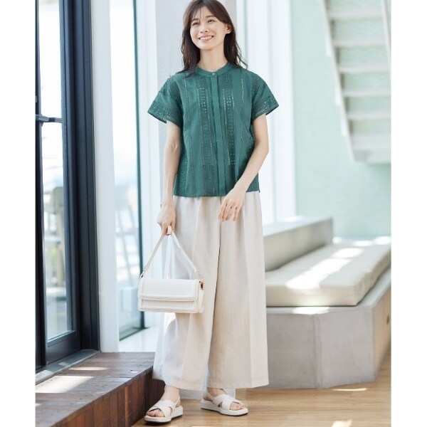 リフレクト（Reflect）/【SALE／手洗い可能】涼しげ刺繍レースブラウス 