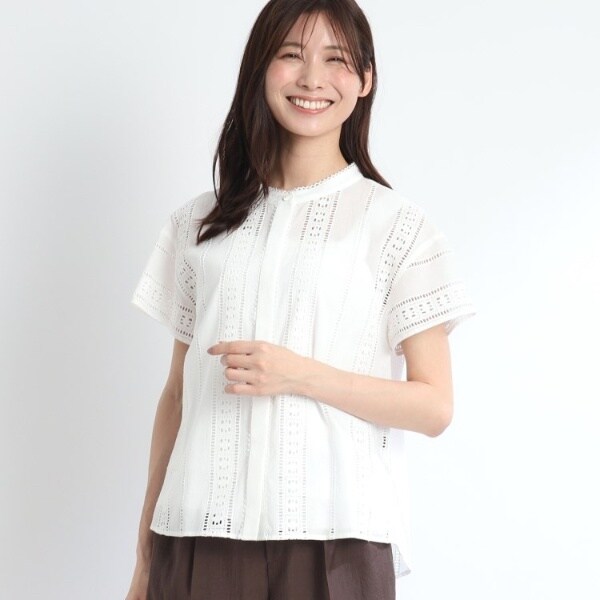 リフレクト（Reflect）/【SALE／手洗い可能】涼しげ刺繍レースブラウス 