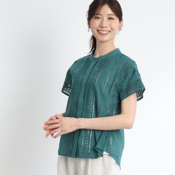 リフレクト（Reflect）/【SALE／手洗い可能】涼しげ刺繍レースブラウス 