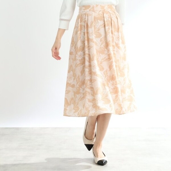 リフレクト（Reflect）/【マシンウォッシュ可】デニムフラワーフレアスカート