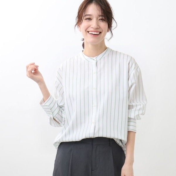 リフレクト（Reflect）/【夏SALE／接触冷感／洗える】ストライプコクーンシルエットシャツ
