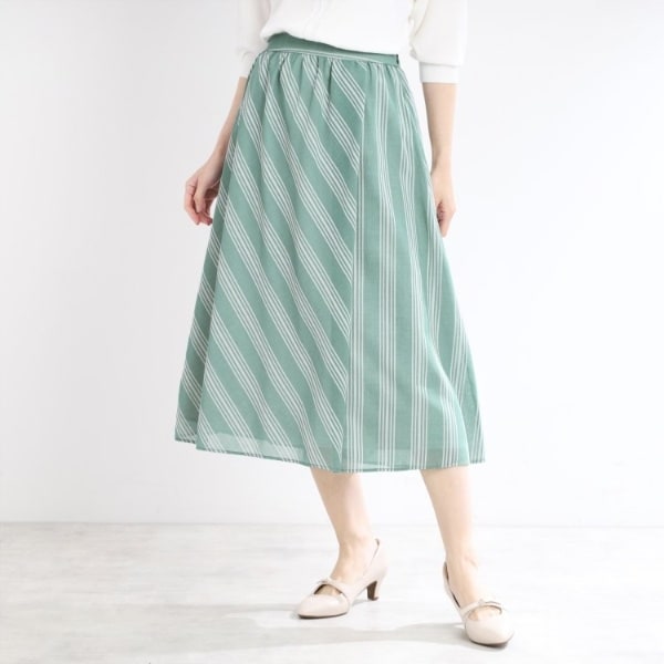 リフレクト（Reflect）/【手洗い可】ストライプ柄シアースカート