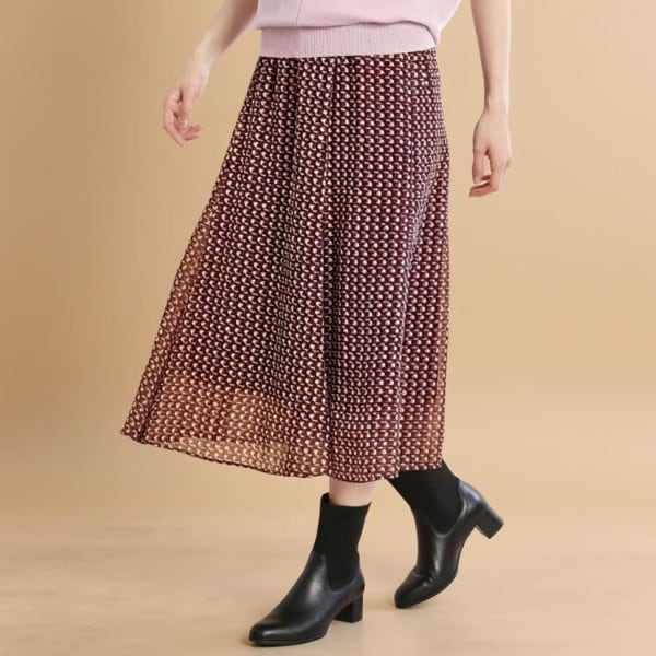 リフレクト（Reflect）/【WEB先行カラーあり／マシンウォッシュ可／ウエスト総ゴム】コツキ幾何柄ロングスカート