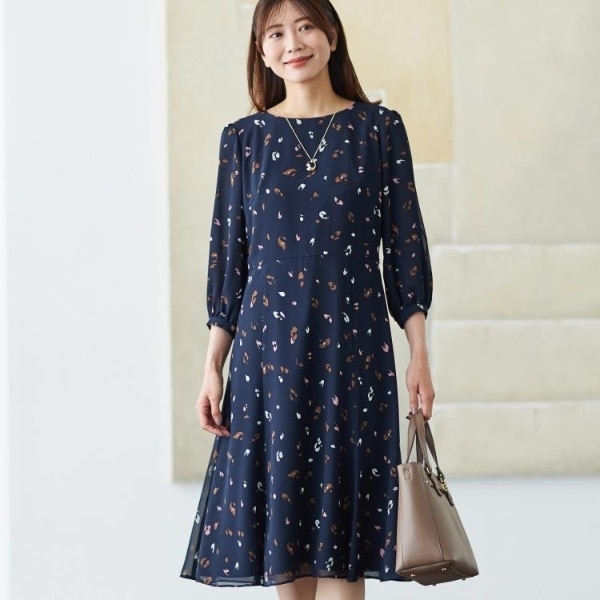 リフレクト（Reflect）/【ウエストリボン付き】フレアプリントワンピース