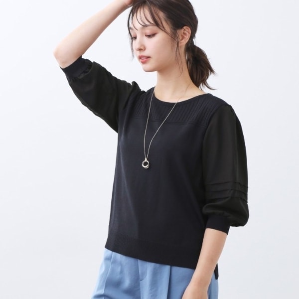 リフレクト（Reflect）/【WEB先行カラーあり／手洗い可】ジョーゼットスリーブ×ニット