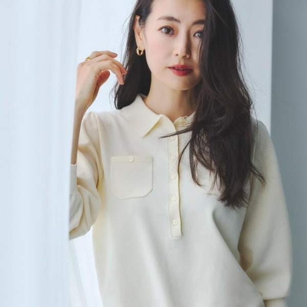 リフレクト（Reflect）/【透けにくい◎】衿付き七分袖ニット