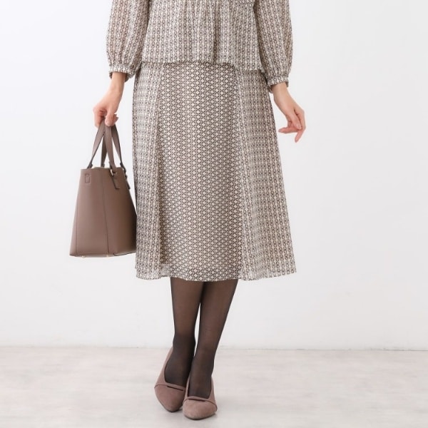 リフレクト（Reflect）/【きちんと見え／セットアップ可／通勤におすすめ◎】フレアプリントスカート