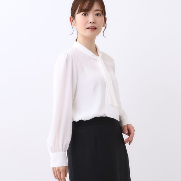 リフレクト（Reflect）/【きちんと見え／通勤／セレモニーにおすすめ◎】ドット柄ボウタイブラウス