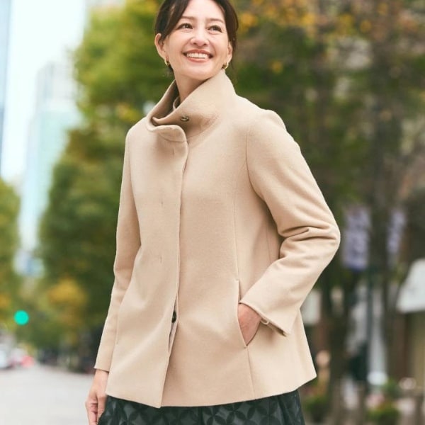 リフレクト（Reflect）/【衿が顔に当たらない◎】スタンドネックミドルコート