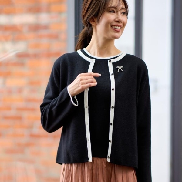 リフレクト（Reflect）/【秋映え／単品使い◎／すっきり見え】ブローチ付きニットアンサンブル