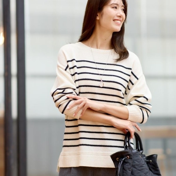 リフレクト（Reflect）/【ゆったり着られる◎】ボートネックボーダーニット