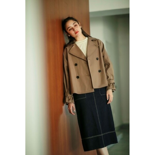 apart by lowrys キャンディスリーブショートトレンチコート あいか